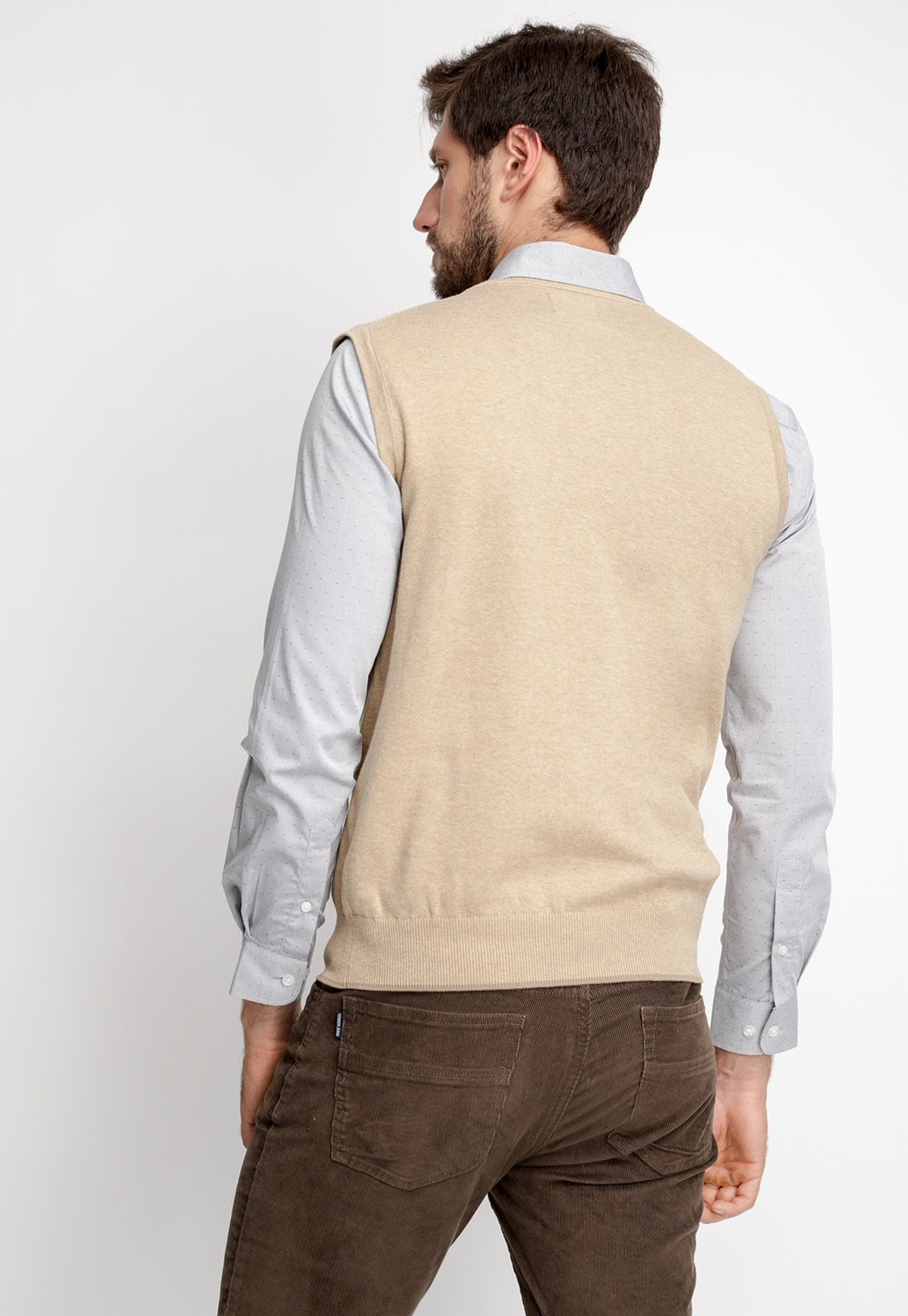 SWEATER SIN MANGAS SMART CASUAL BEIGE MELANGE - 2