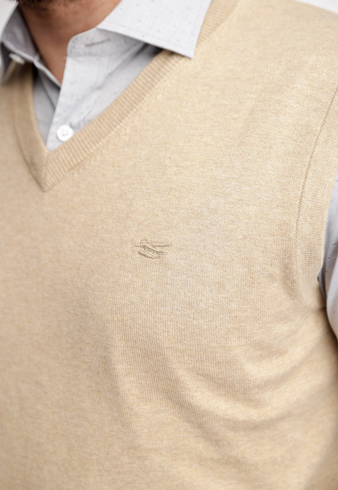 SWEATER SIN MANGAS SMART CASUAL BEIGE MELANGE - 3