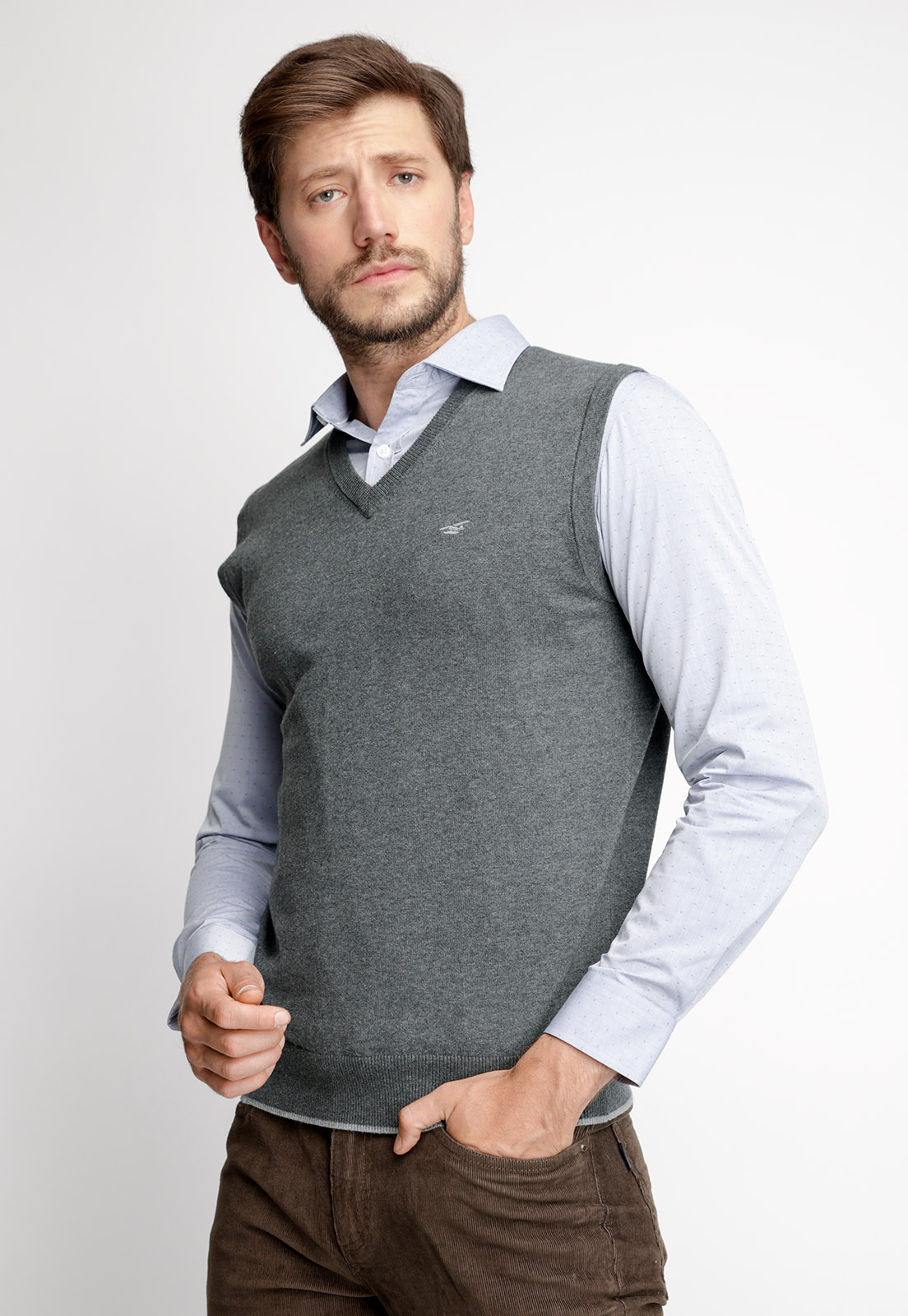 SWEATER SIN MANGAS SMART CASUAL GRAFITO MELANGE - 1