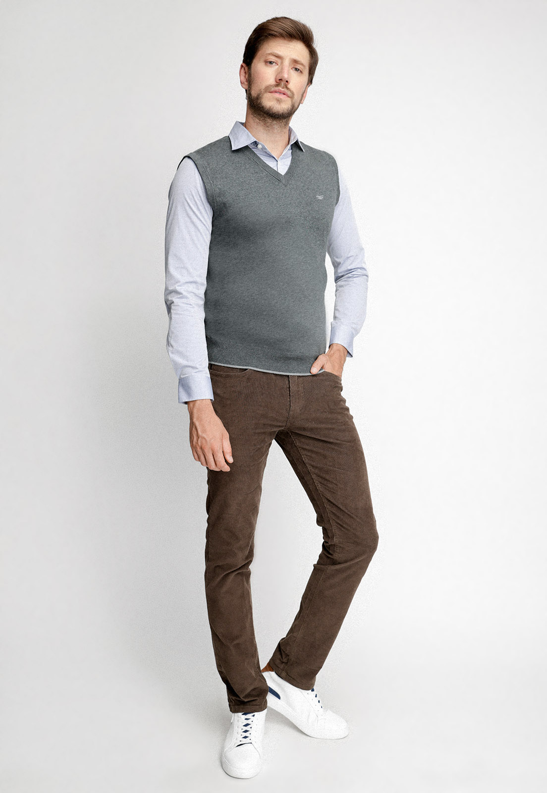 SWEATER SIN MANGAS SMART CASUAL GRAFITO MELANGE - 4