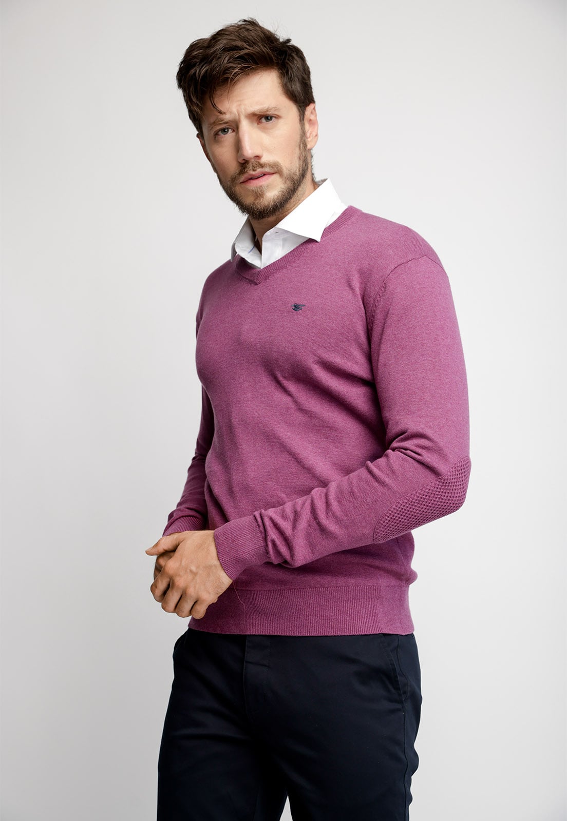 SWEATER MELANGE SMART CASUAL PURPLE MELANGE - 1