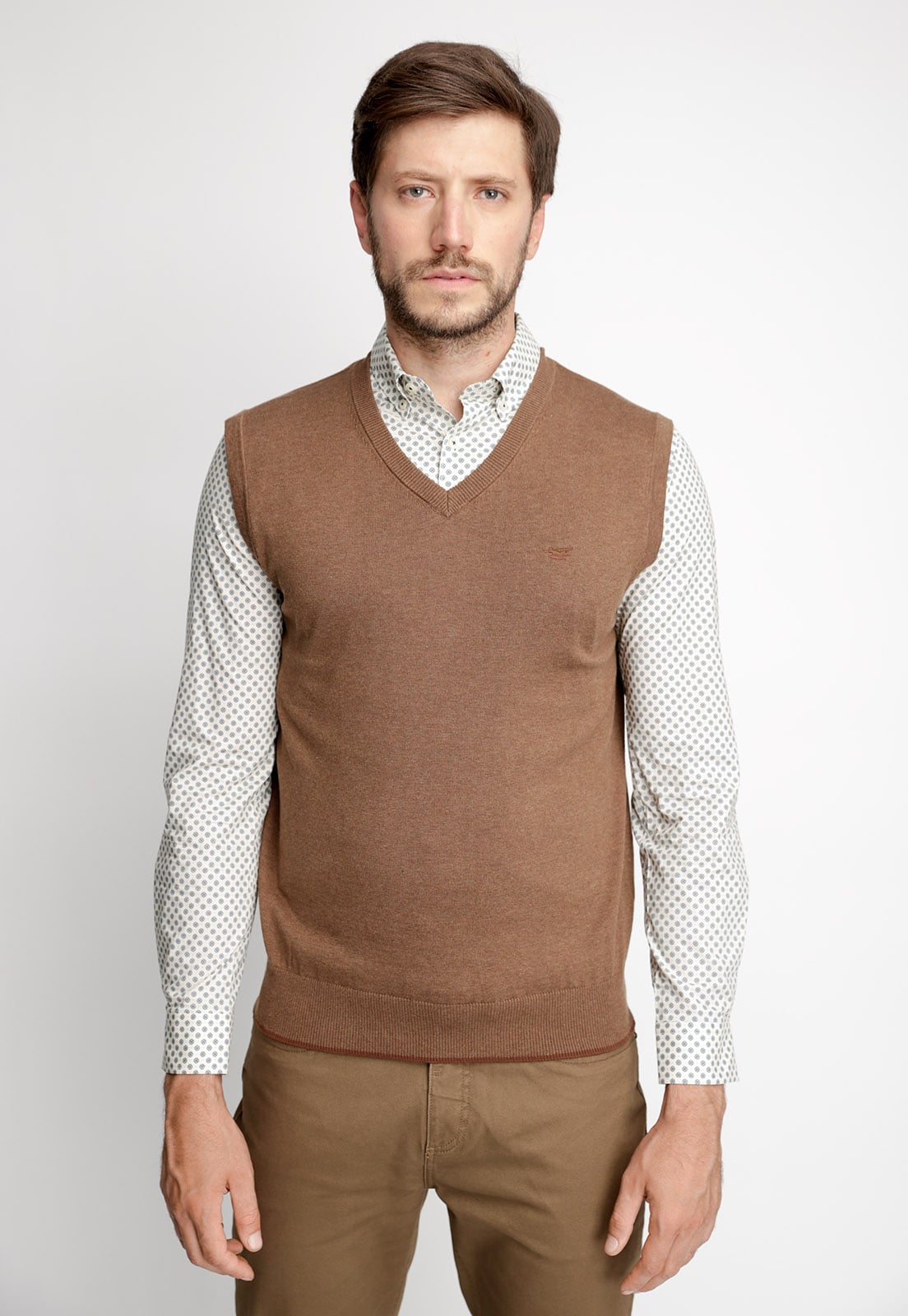 SWEATER SIN MANGAS SMART CASUAL COFFE MELANGE - 1