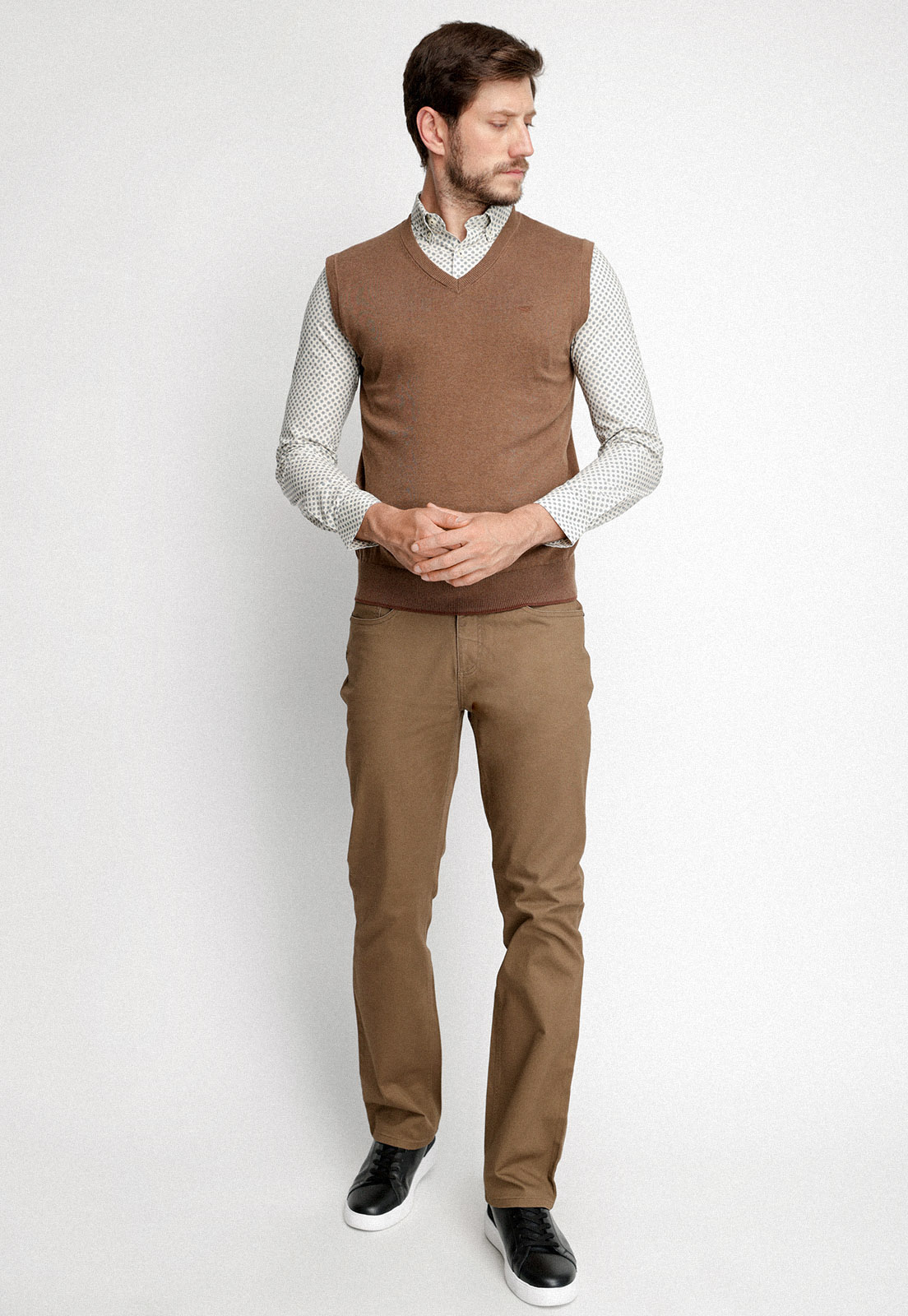 SWEATER SIN MANGAS SMART CASUAL COFFE MELANGE - 4