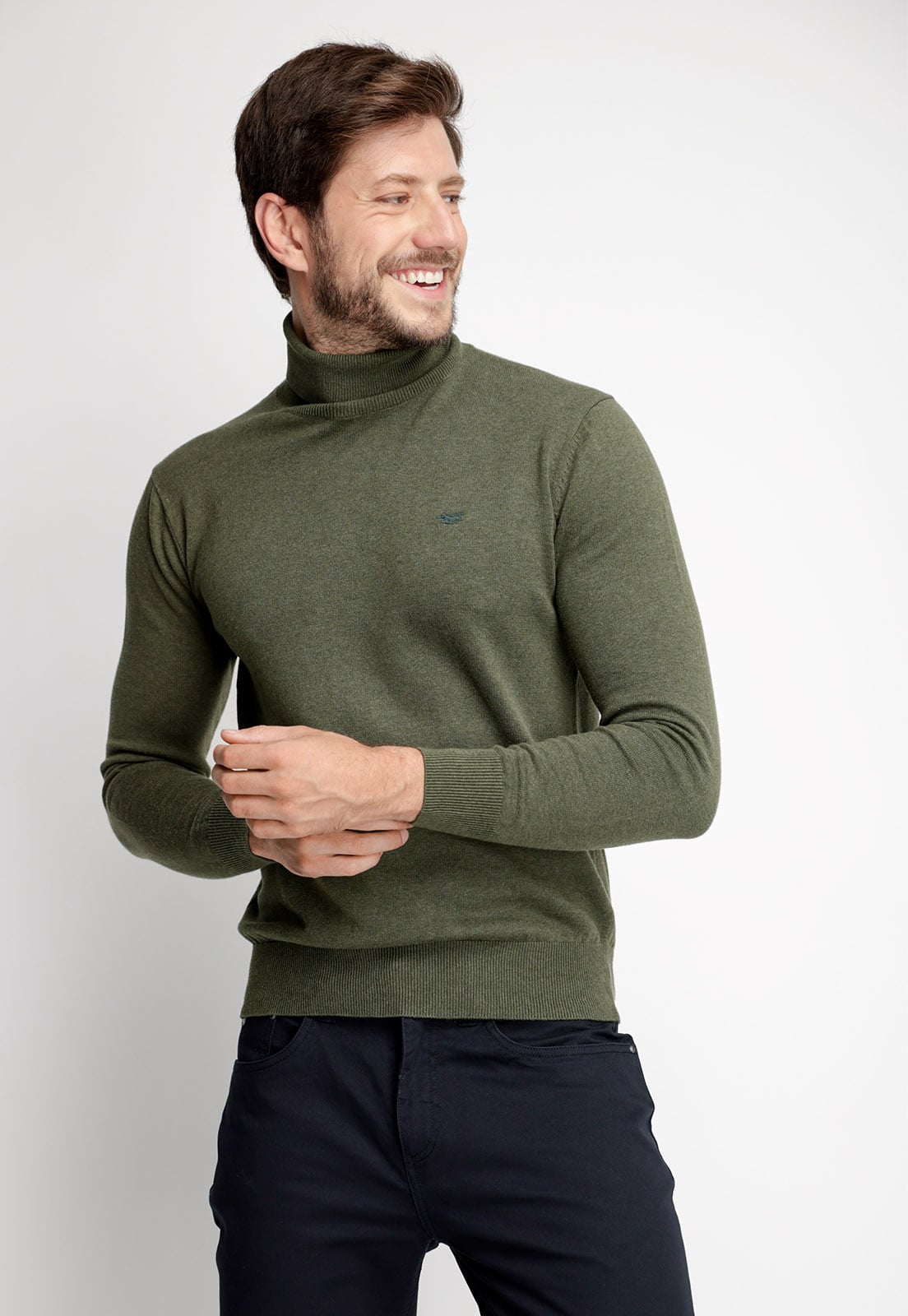 SWEATER SMART CASUAL TURTLE NECK LT MILITARY - 1