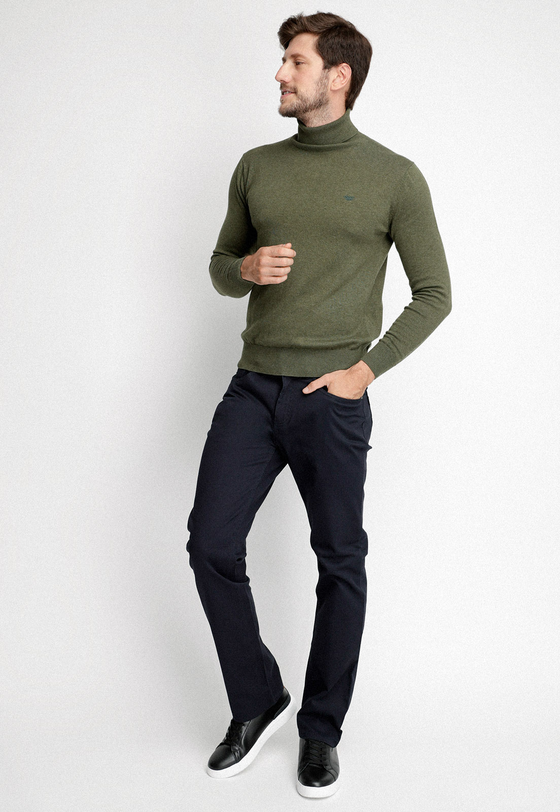 SWEATER SMART CASUAL TURTLE NECK LT MILITARY - 4