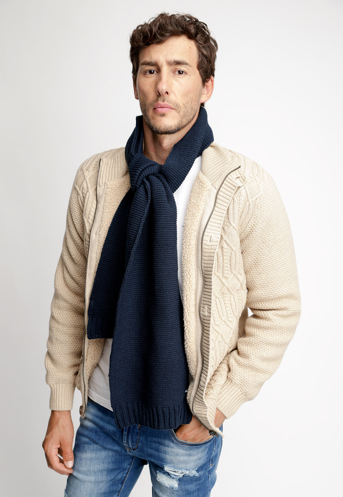 CARDIGAN SHERPA NEW YORK ECRU MELANGE - 1