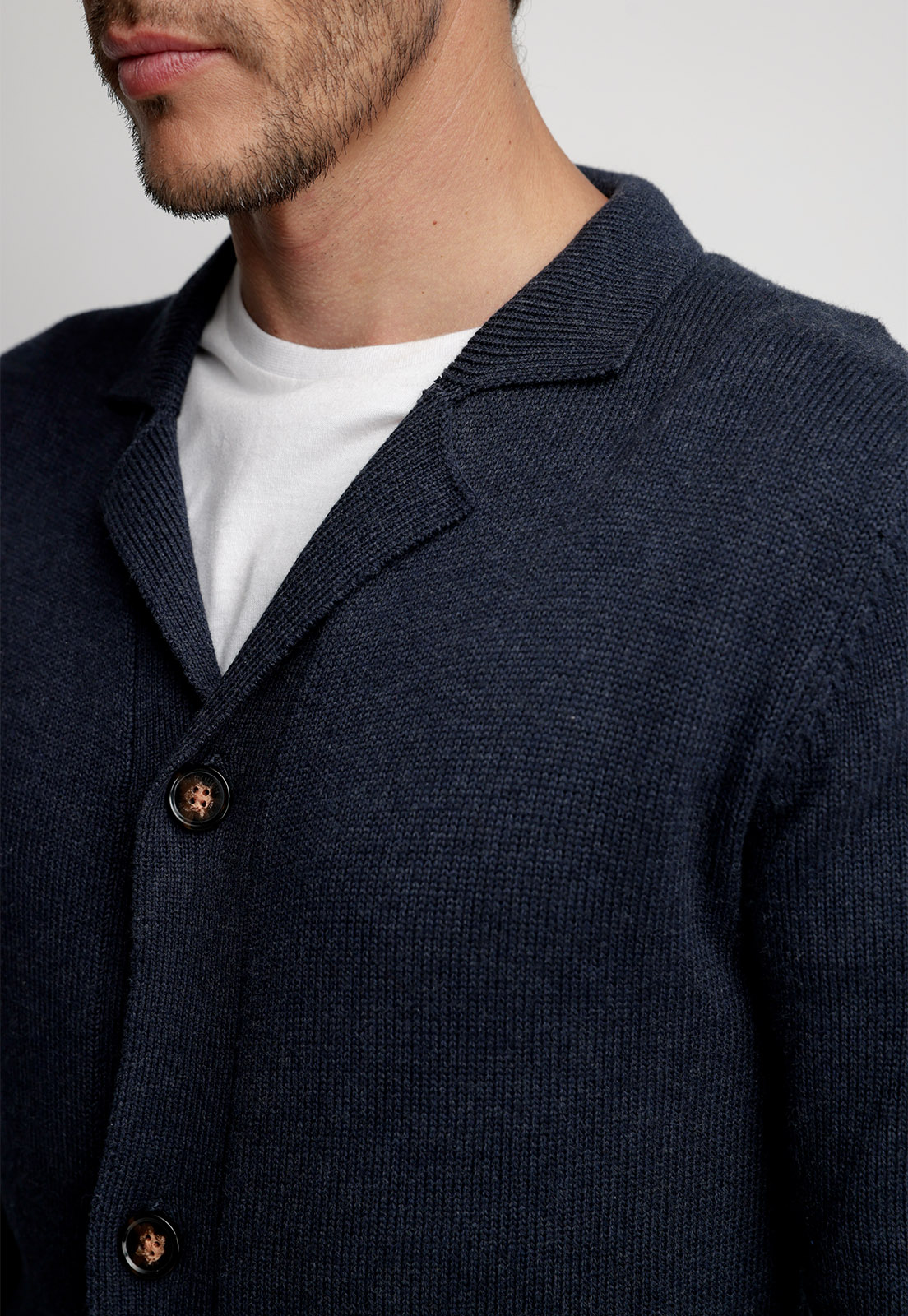 CARDIGAN CLÁSICO OHIO NAVY MELANGE - 3