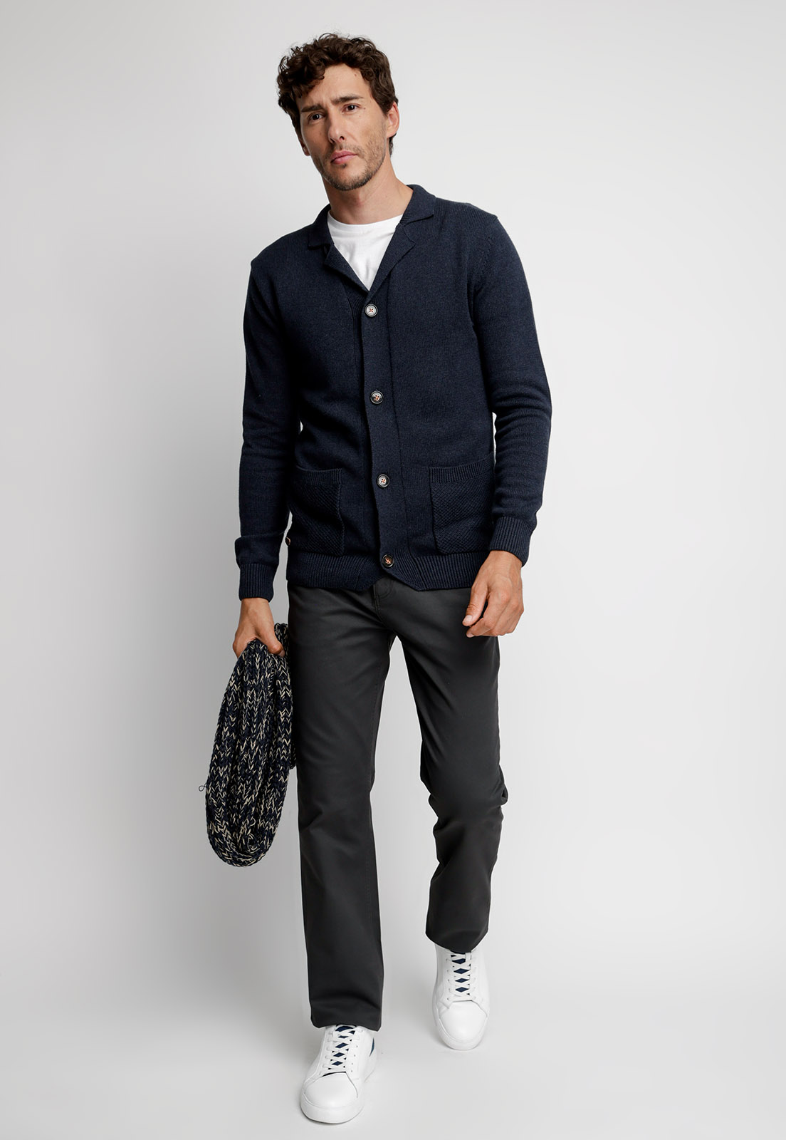 CARDIGAN CLÁSICO OHIO NAVY MELANGE - 4