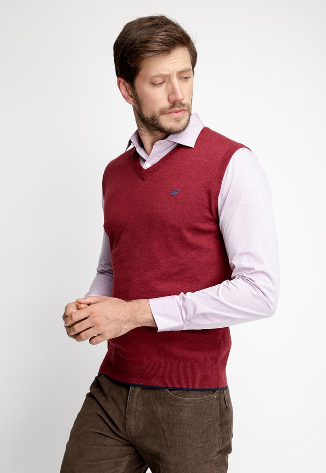 SWEATER SIN MANGAS SMART CASUAL RED MELANGE - 1