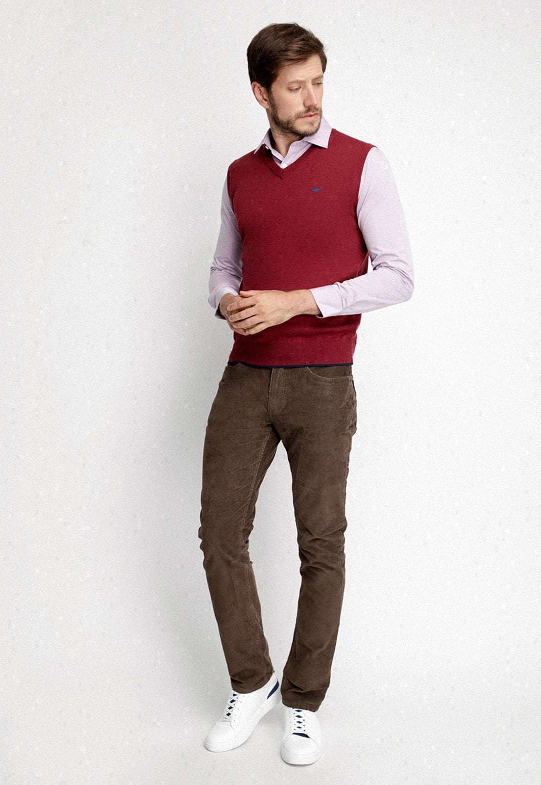 SWEATER SIN MANGAS SMART CASUAL RED MELANGE - 4