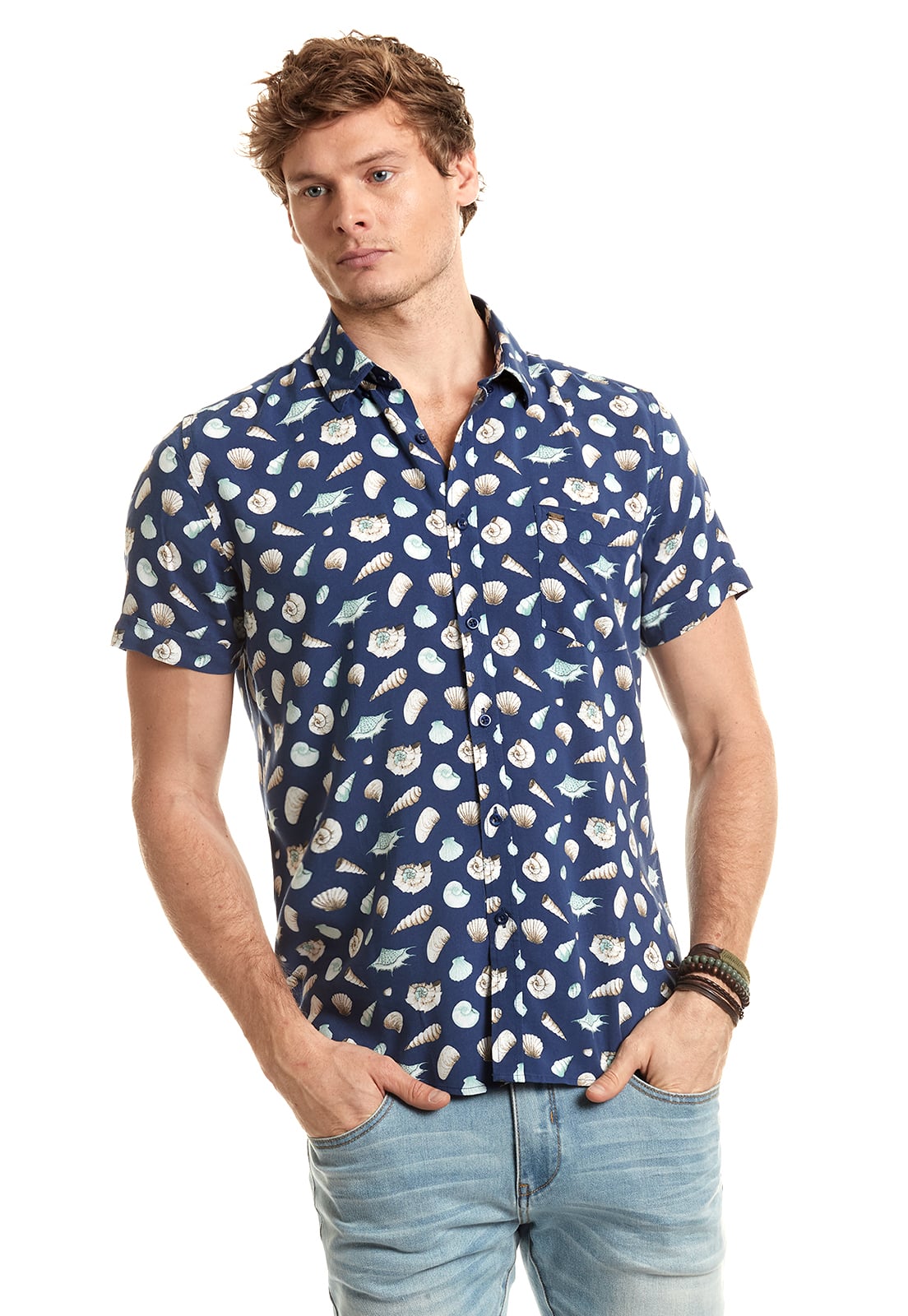 CAMISA ESTAMPADA HAMPTONS FJ NAVY - 1