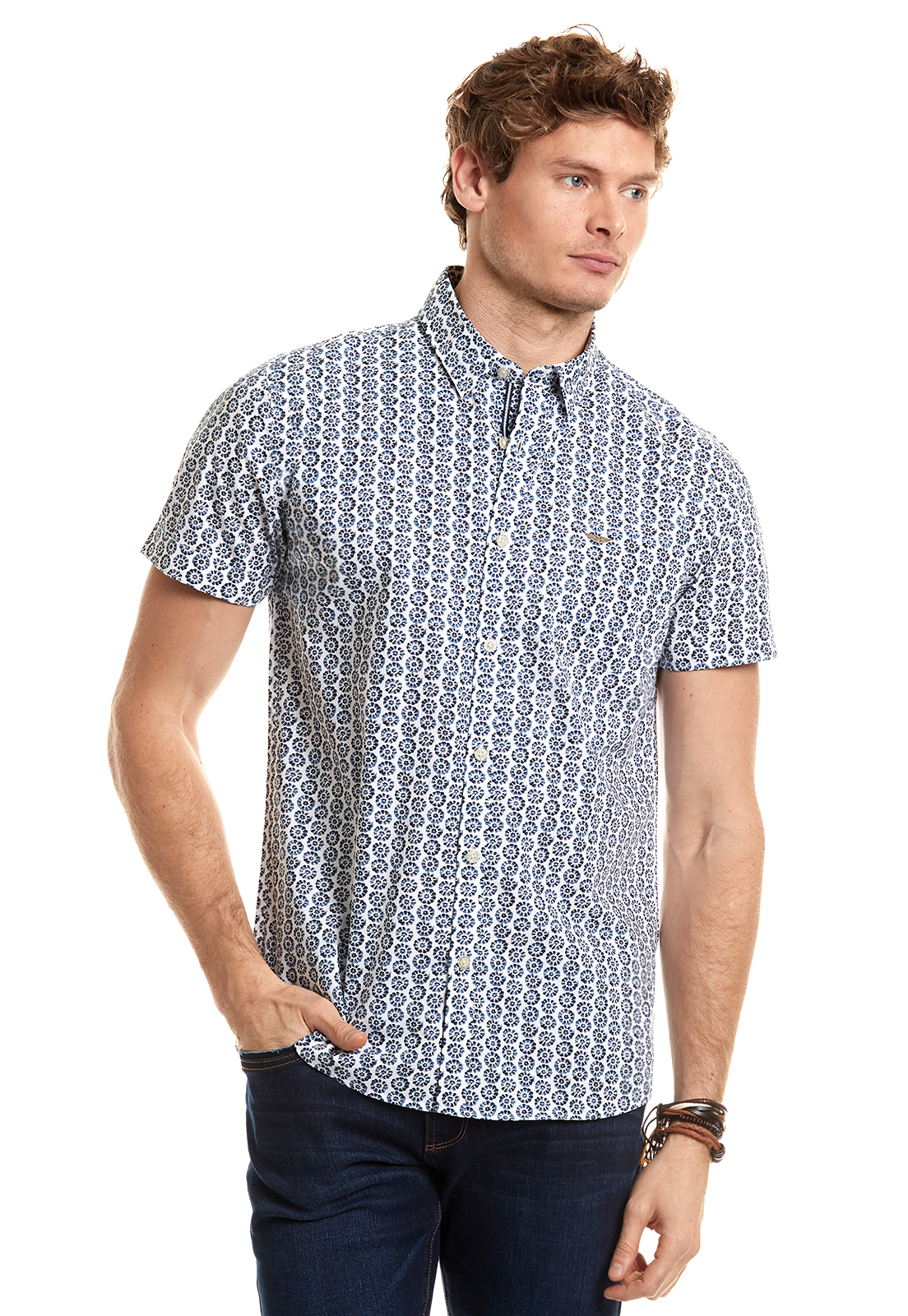 CAMISA ESTAMPADA IRVING FJ BLUE - 1