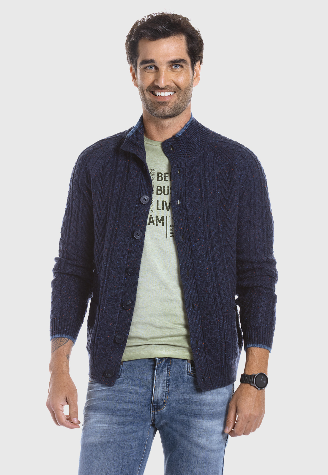 CARDIGAN MONTANA NAVY MELANGE - 1