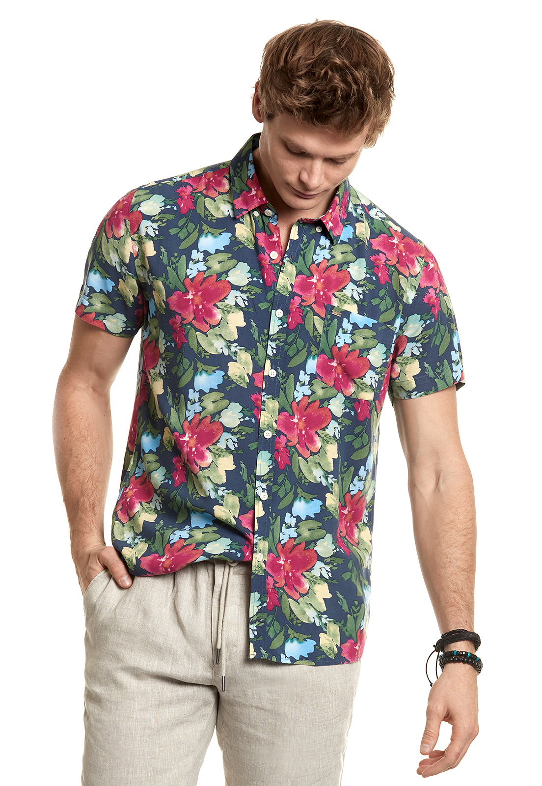 CAMISA ESTAMPADA HAWAI FJ NAVY - 1