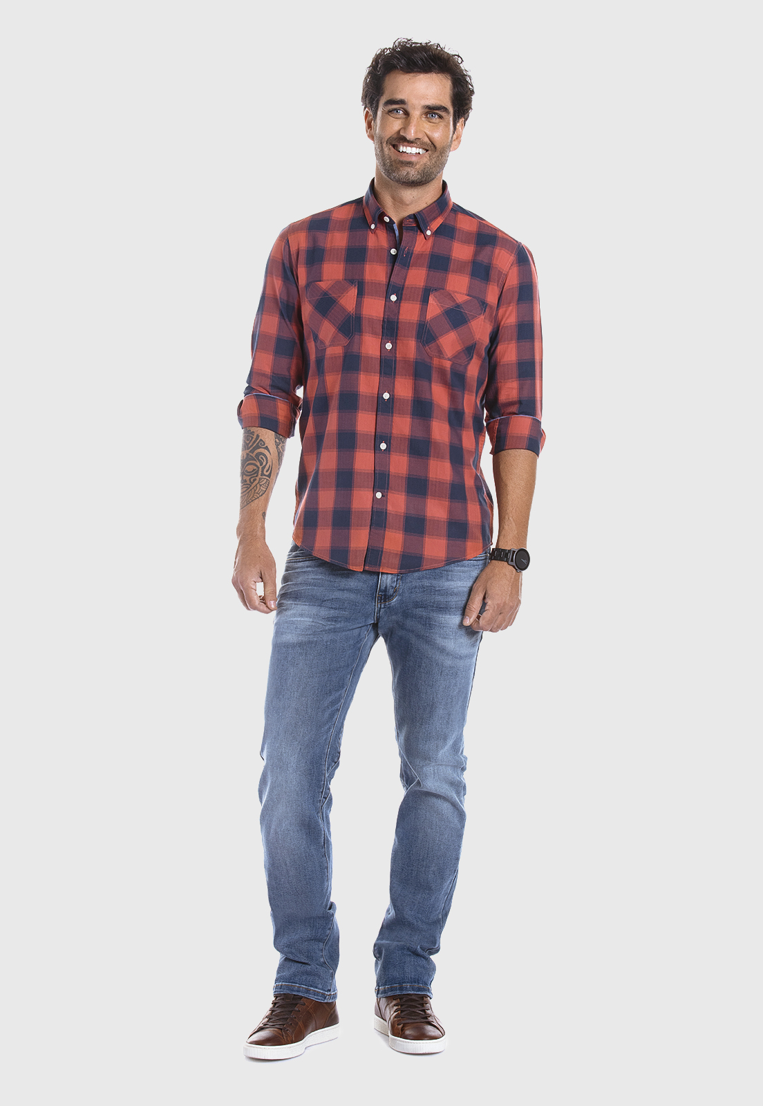 CAMISA CHECKERED BOSTON FJ DK BRICK - 2