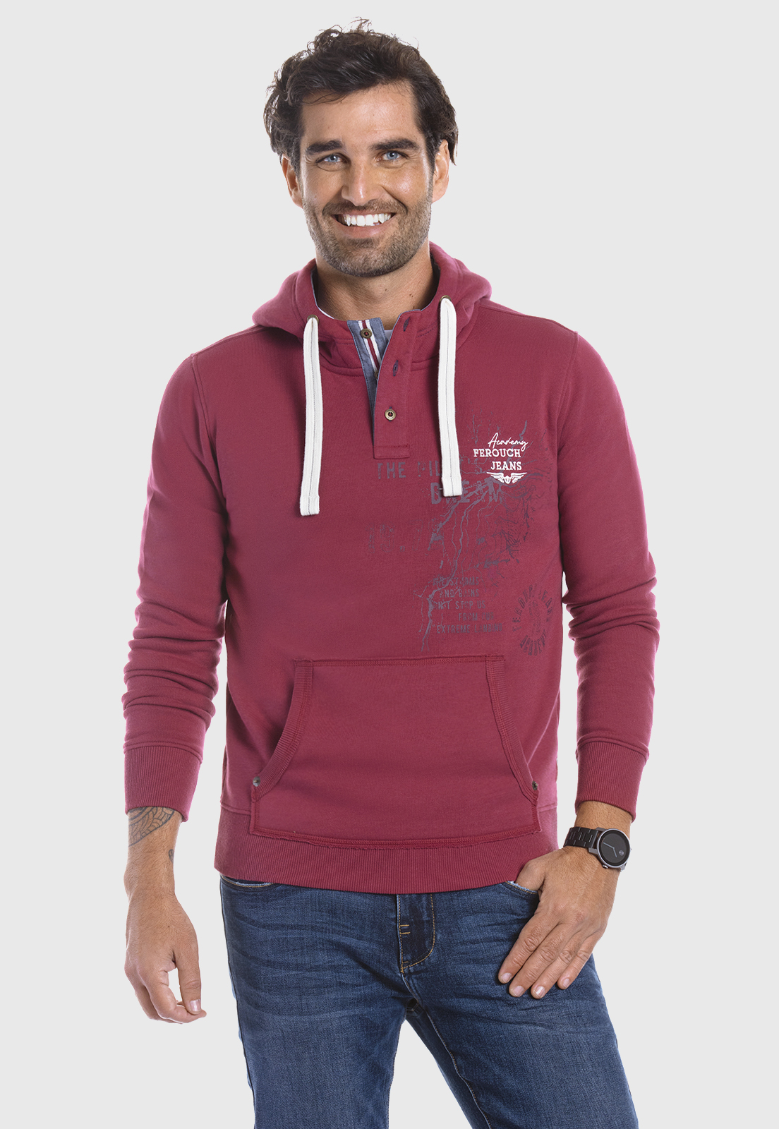 POLERÓN HOODIE WISCONSIN BURGUNDY - 1