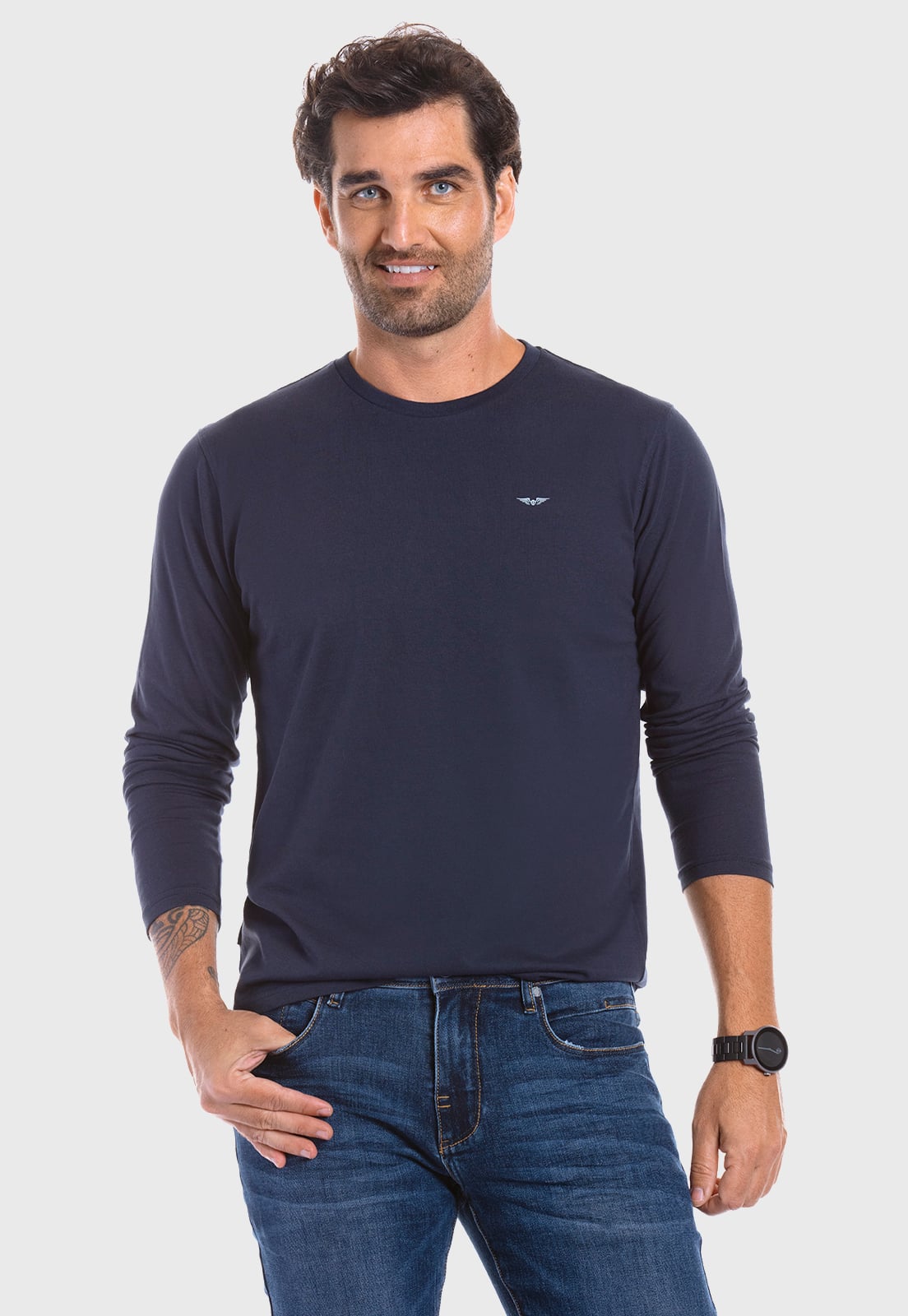 POLERA BÁSICA MANGA LARGA NAVY - 1