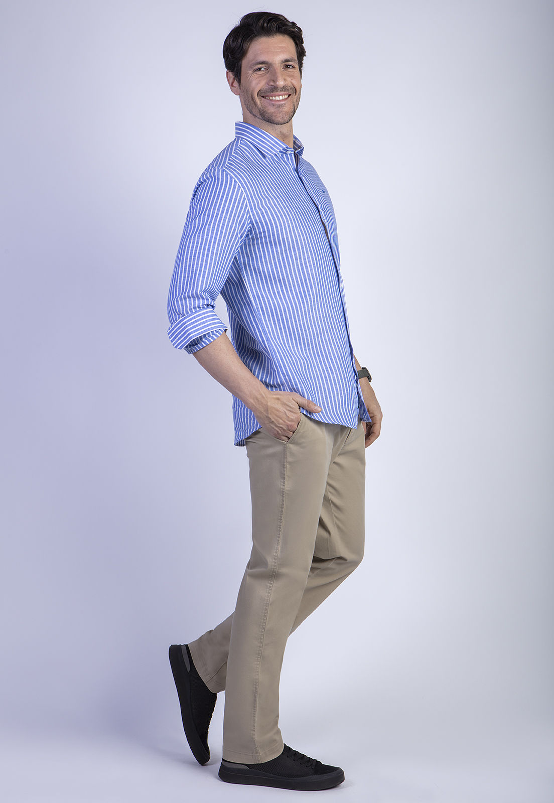 PANTALÓN ALGODÓN HOMBRE FEROUCH KHAKI 206001X0008 TWILL WITHOUT PLEATS L/33 - 3