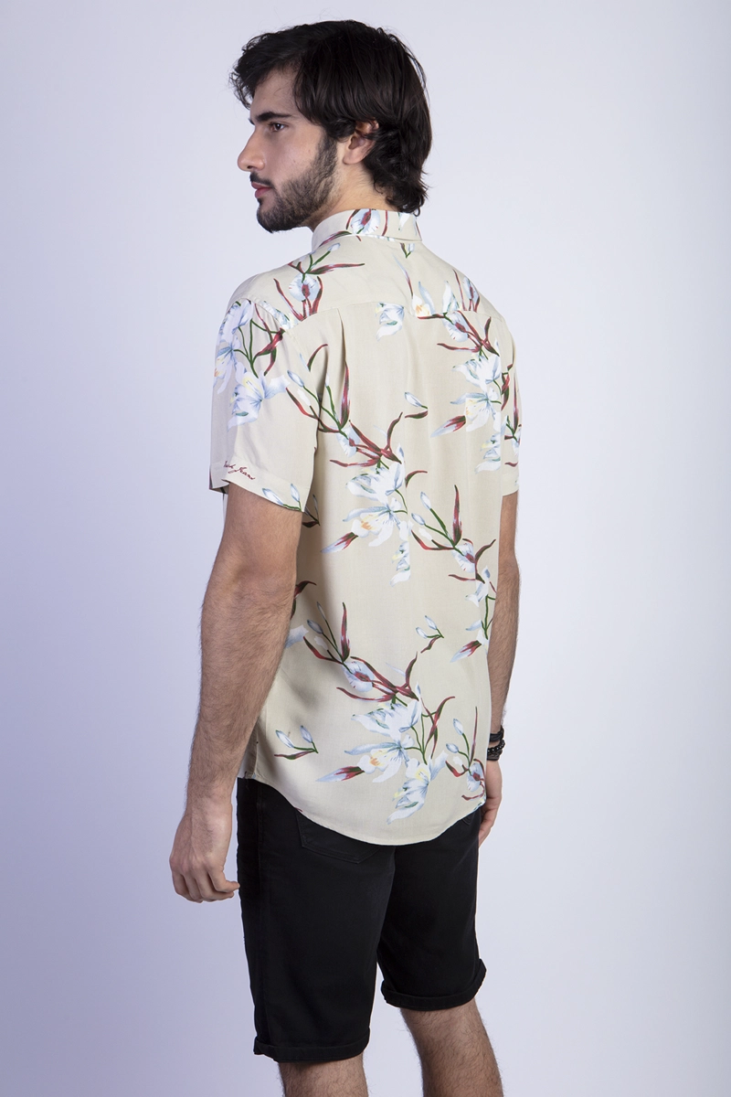 CAMISA ESTAMPADA FLORES FJ KHAKI - 2