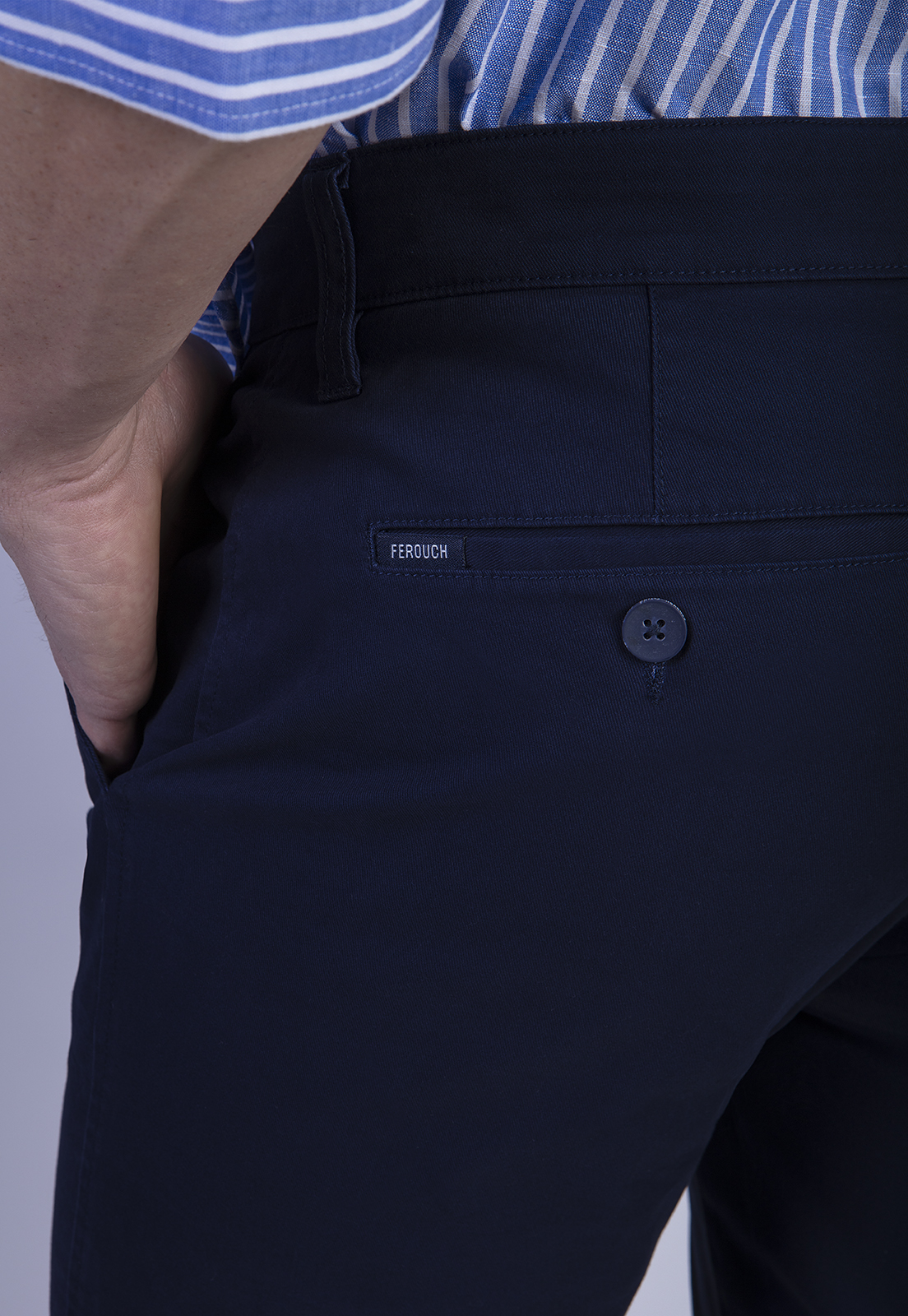 PANTALÓN ALGODÓN HOMBRE FEROUCH BLUE 206002X0223 TWILL SLIM /31 DK. - 4