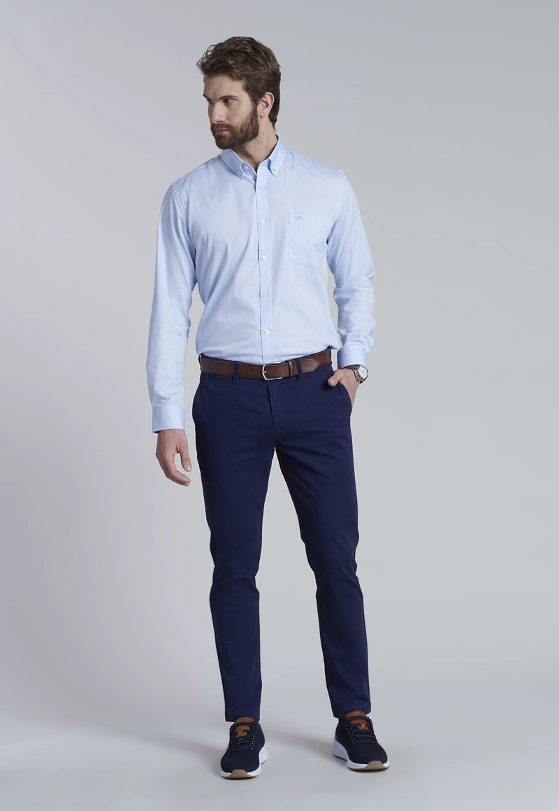 PANTALÓN ALGODÓN HOMBRE FEROUCH BLUE 206002X0223 TWILL SLIM /31 DK. - 6