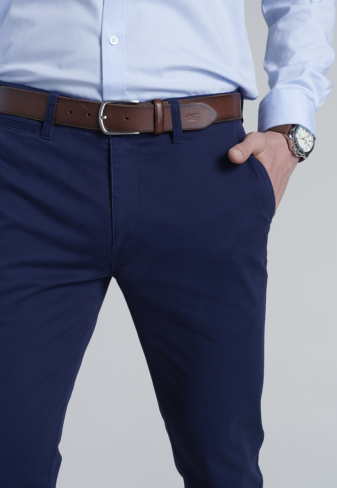 PANTALÓN ALGODÓN HOMBRE FEROUCH BLUE 206002X0223 TWILL SLIM /31 DK. - 7