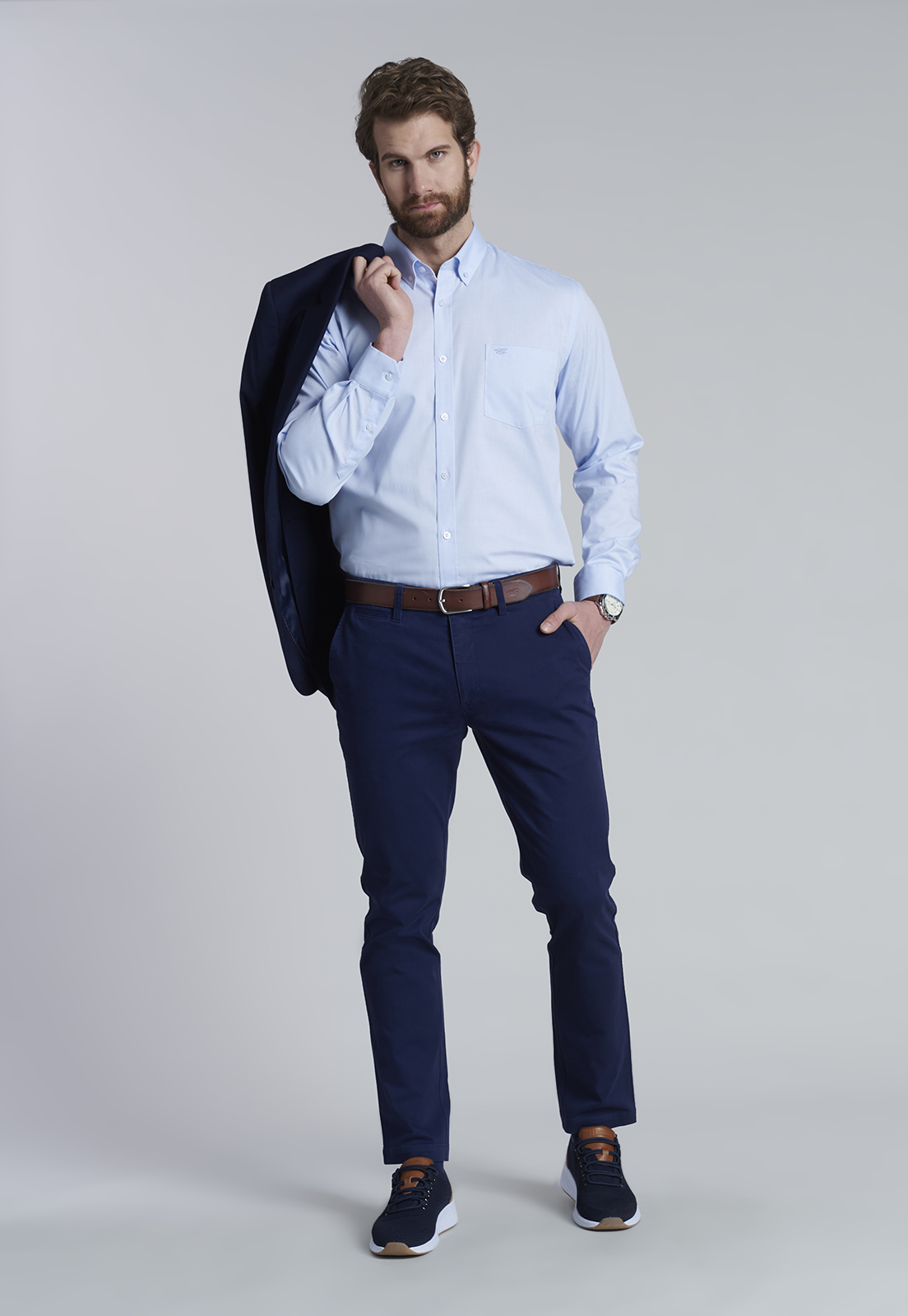 PANTALÓN ALGODÓN HOMBRE FEROUCH BLUE 206002X0223 TWILL SLIM /31 DK. - 9