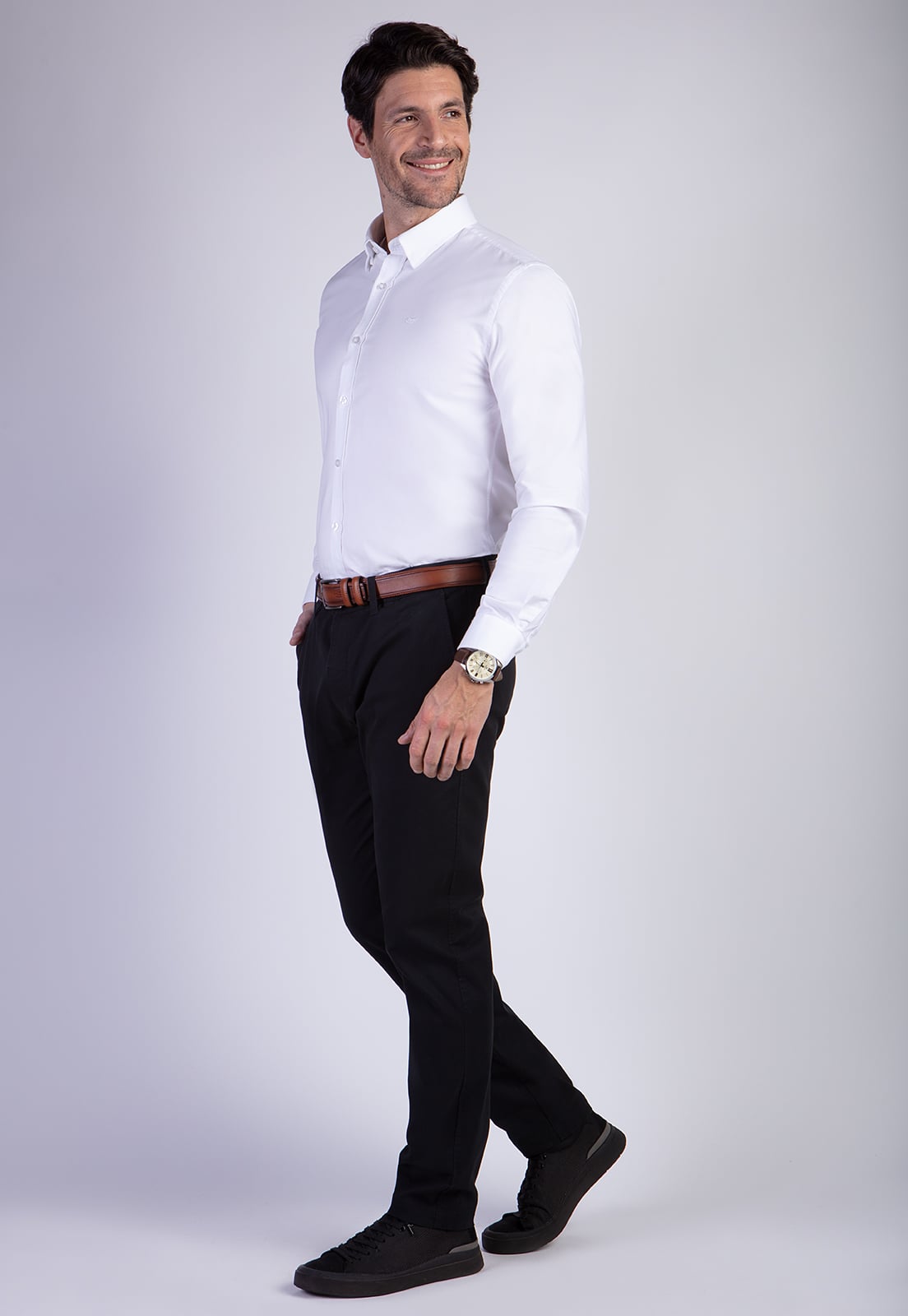 PANTALÓN ALGODÓN HOMBRE FEROUCH BLACK 206003X0016 TWILL SLIM L/33 - 3