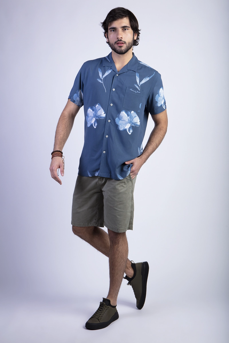 CAMISA ESTAMPADA FLORES FJ BLUE - 3