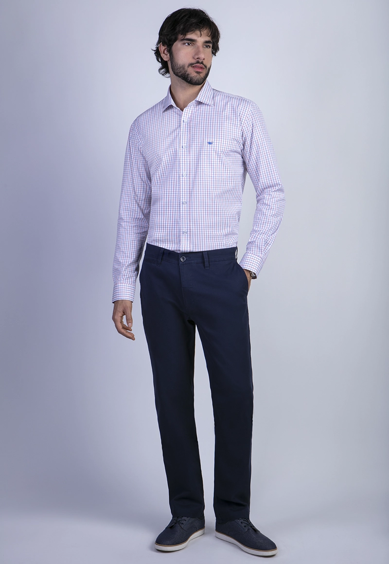 PANTALÓN ALGODÓN HOMBRE FEROUCH BLUE 206000X0223 TWILL WITHOUT PLEATS L/31 DK. - 3