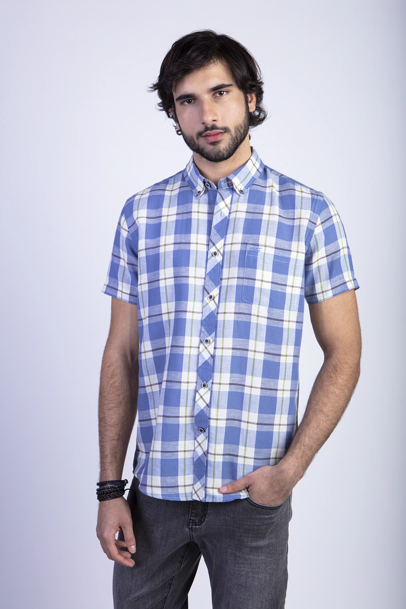 CAMISA CHECKERED MORGAN F BLUE - 1
