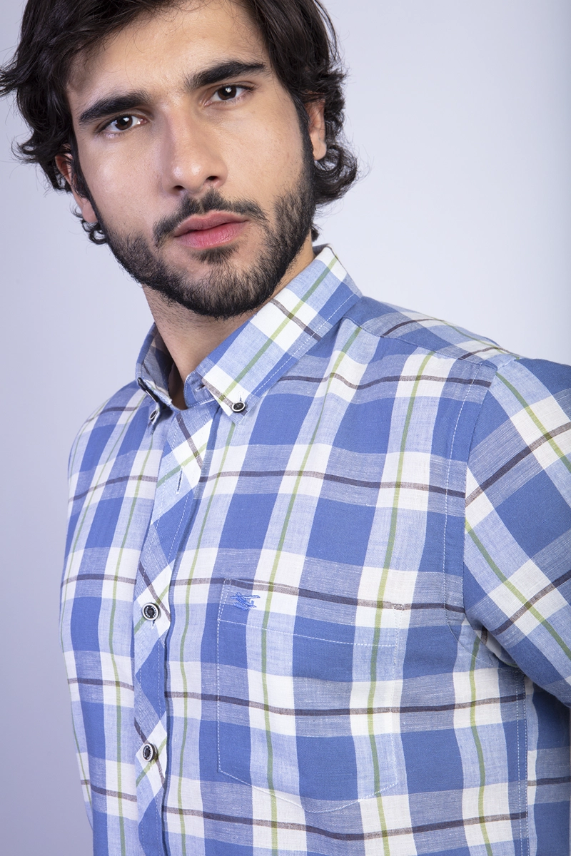 CAMISA CHECKERED MORGAN F BLUE - 4