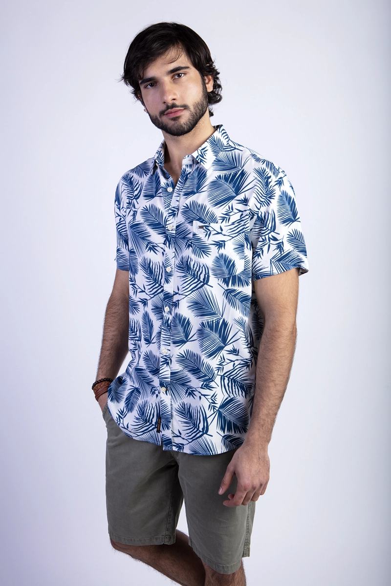 CAMISA ESTAMPADA PALMERA FJ BLUE - 1