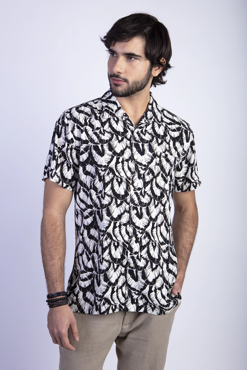 CAMISA ESTAMPADA HOJAS F BLACK - 1