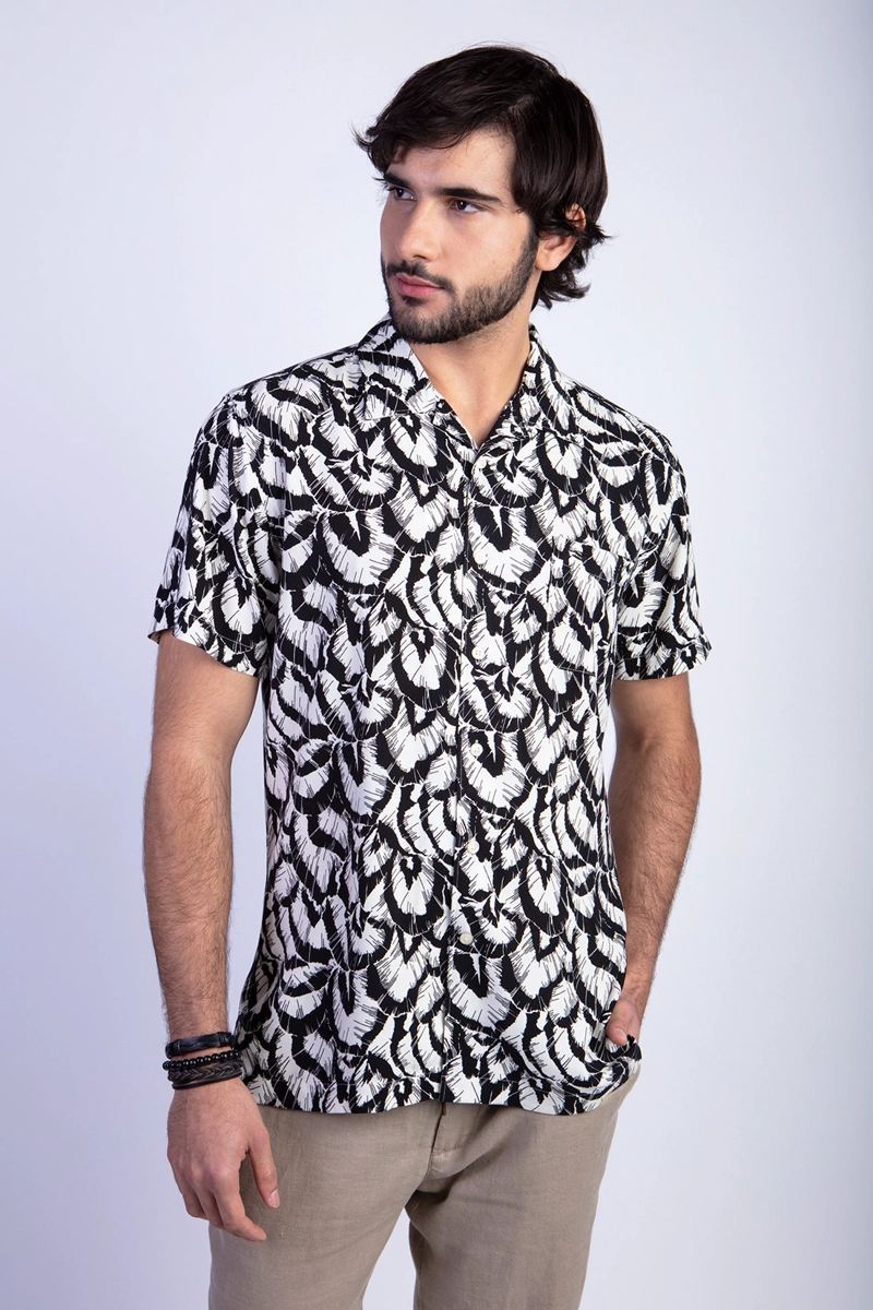 CAMISA ESTAMPADA HOJAS F BLACK - 1