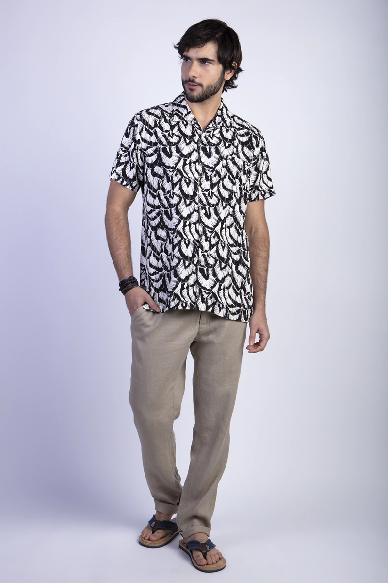 CAMISA ESTAMPADA HOJAS F BLACK - 3