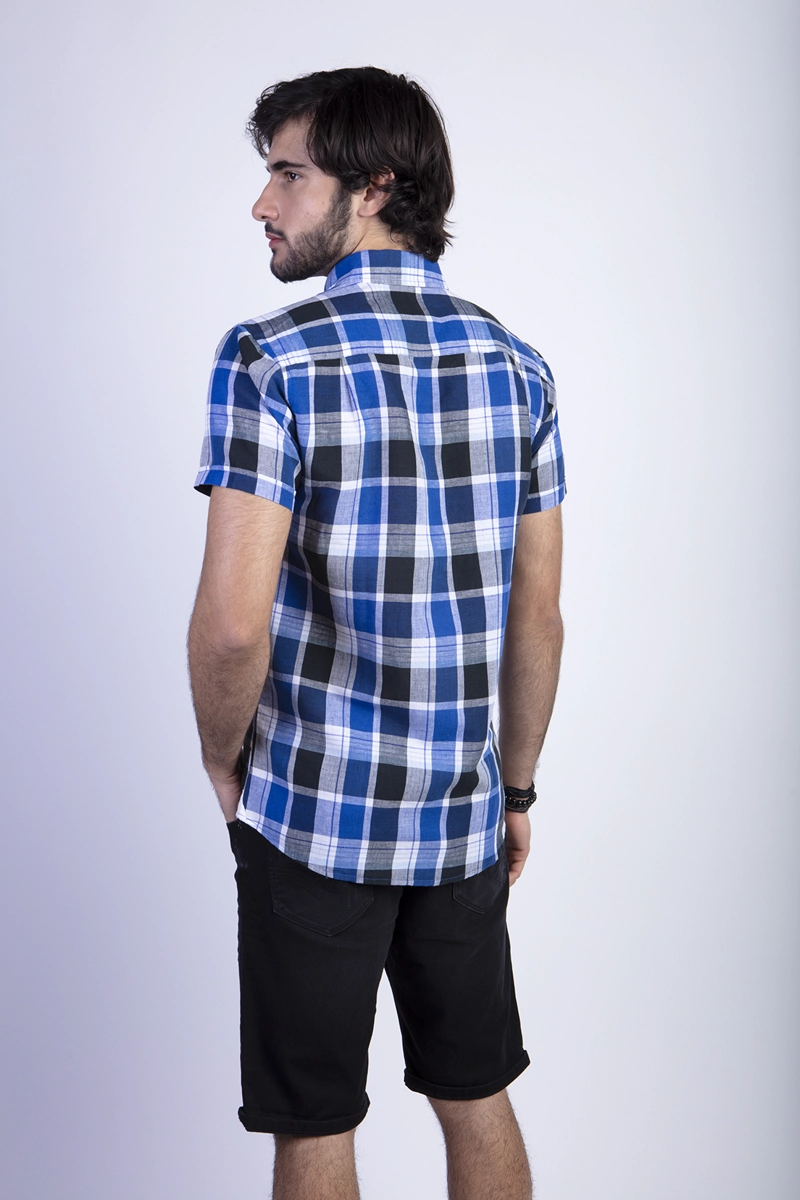CAMISA CHECKERED IRVING F NAVY - 2