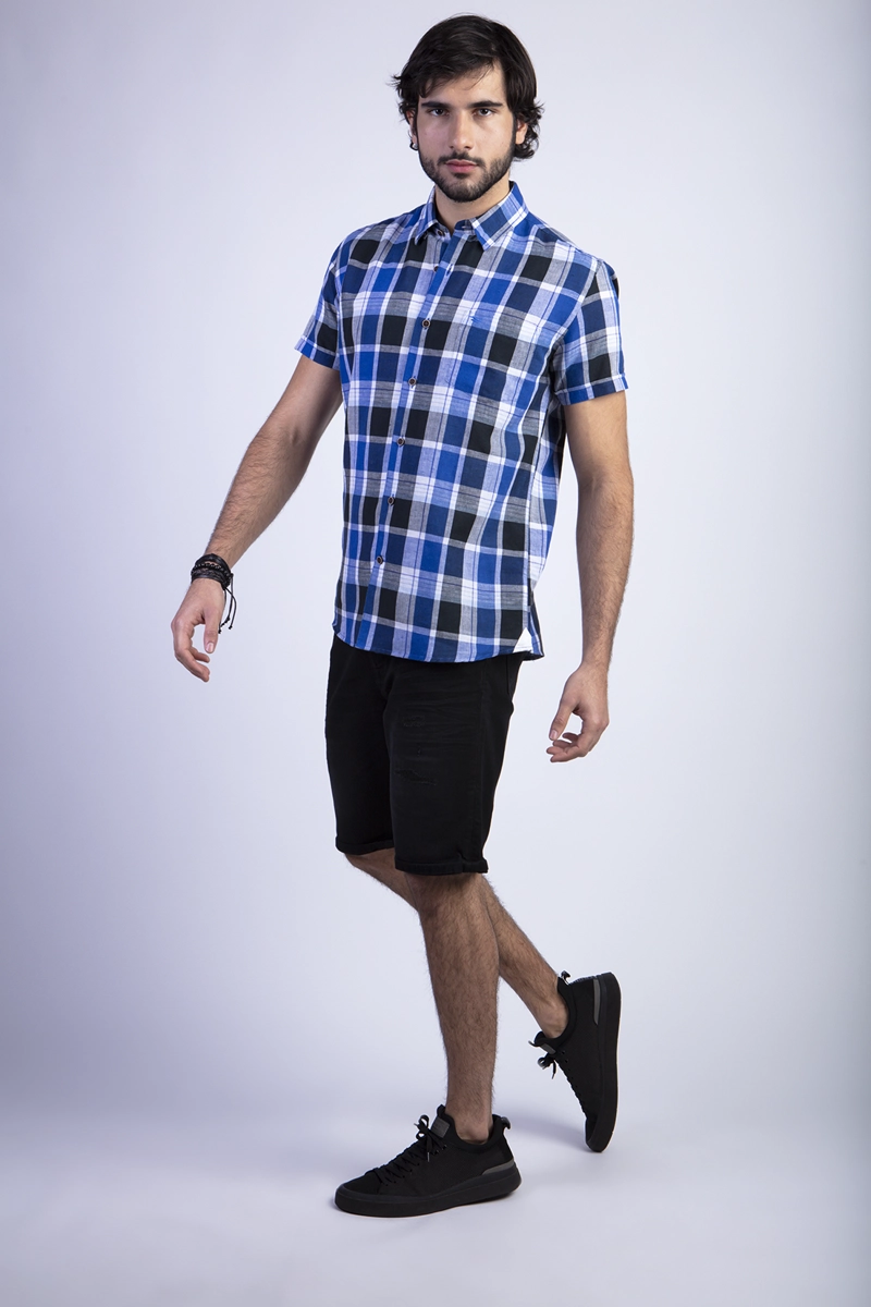 CAMISA CHECKERED IRVING F NAVY - 3