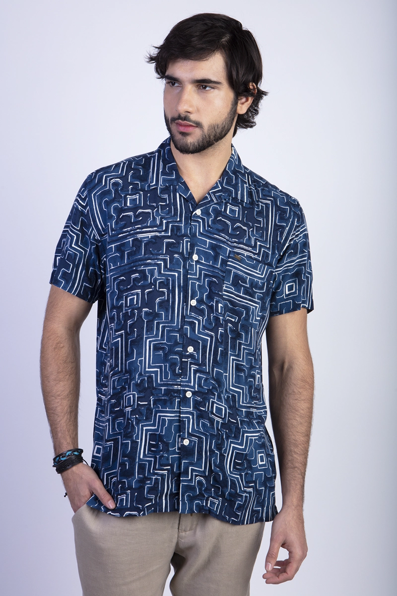 CAMISA ESTAMPADA SILVER FJ NAVY - 1
