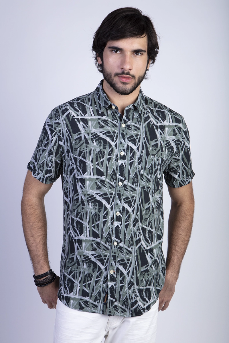 CAMISA ESTAMPADA BAMBOO FJ GREEN - 1