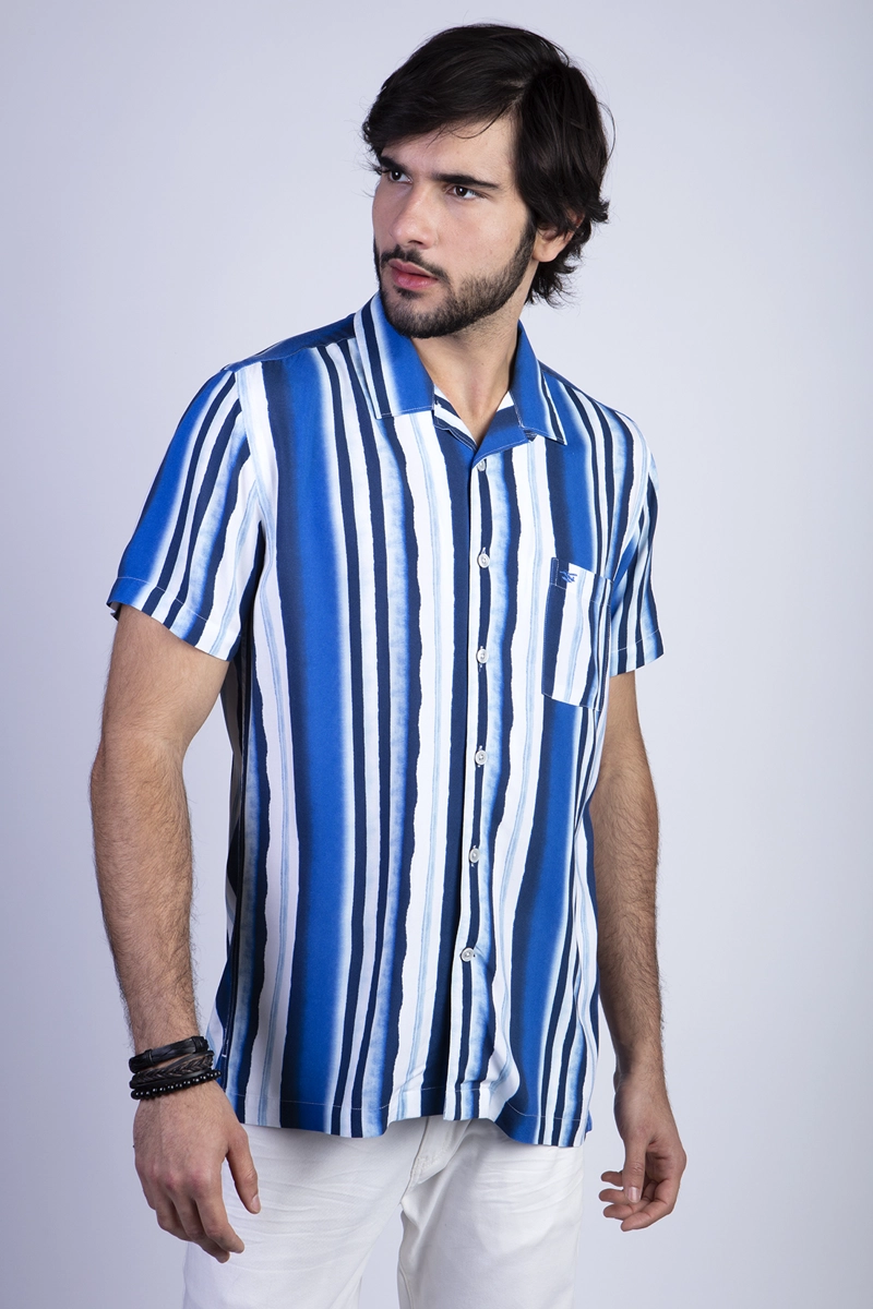 CAMISA ESTAMPADA AQUA F BLUE - 1