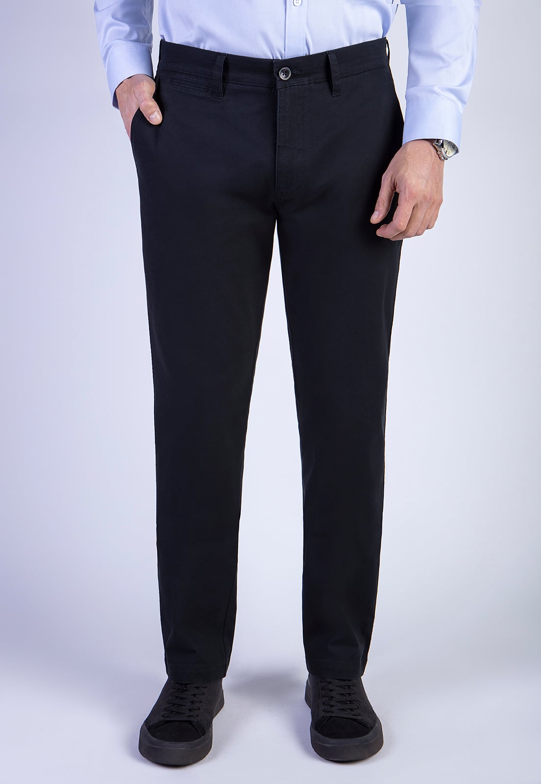 PANTALÓN ALGODÓN HOMBRE FEROUCH BLACK 206000X0016 L/31 TWILL WITHOUT PLEATS - 1