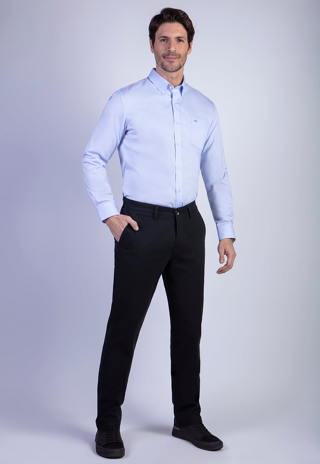 PANTALÓN ALGODÓN HOMBRE FEROUCH BLACK 206000X0016 L/31 TWILL WITHOUT PLEATS - 3