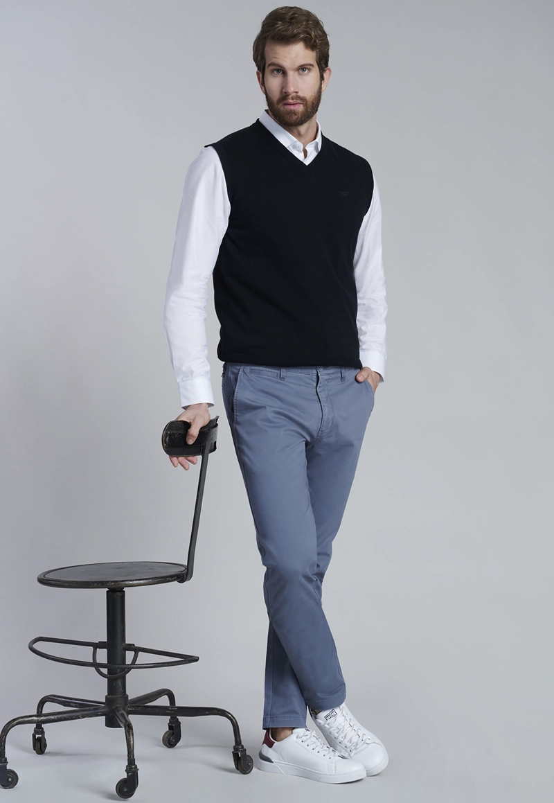PANTALÓN ALGODÓN HOMBRE FEROUCH GRIS 206003X0107 TWILL METAL SLIM L/33 - 5