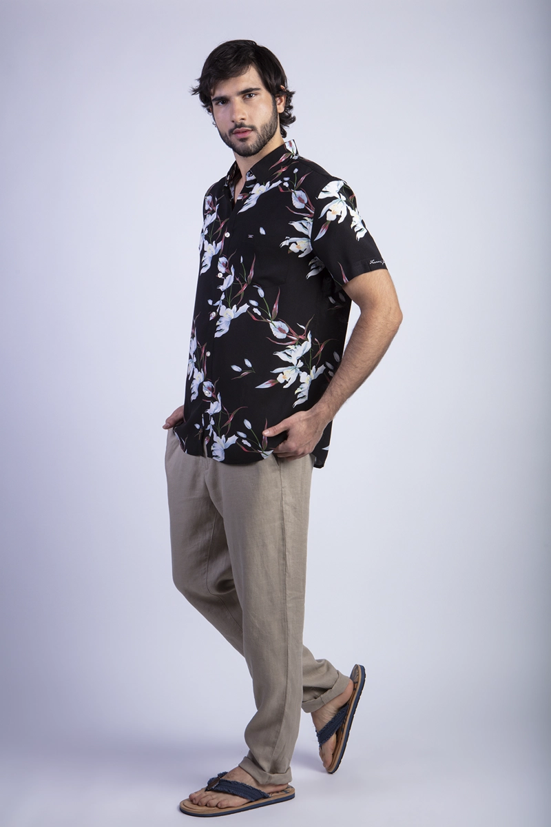 CAMISA ESTAMPADA FLORES FJ BLACK - 3