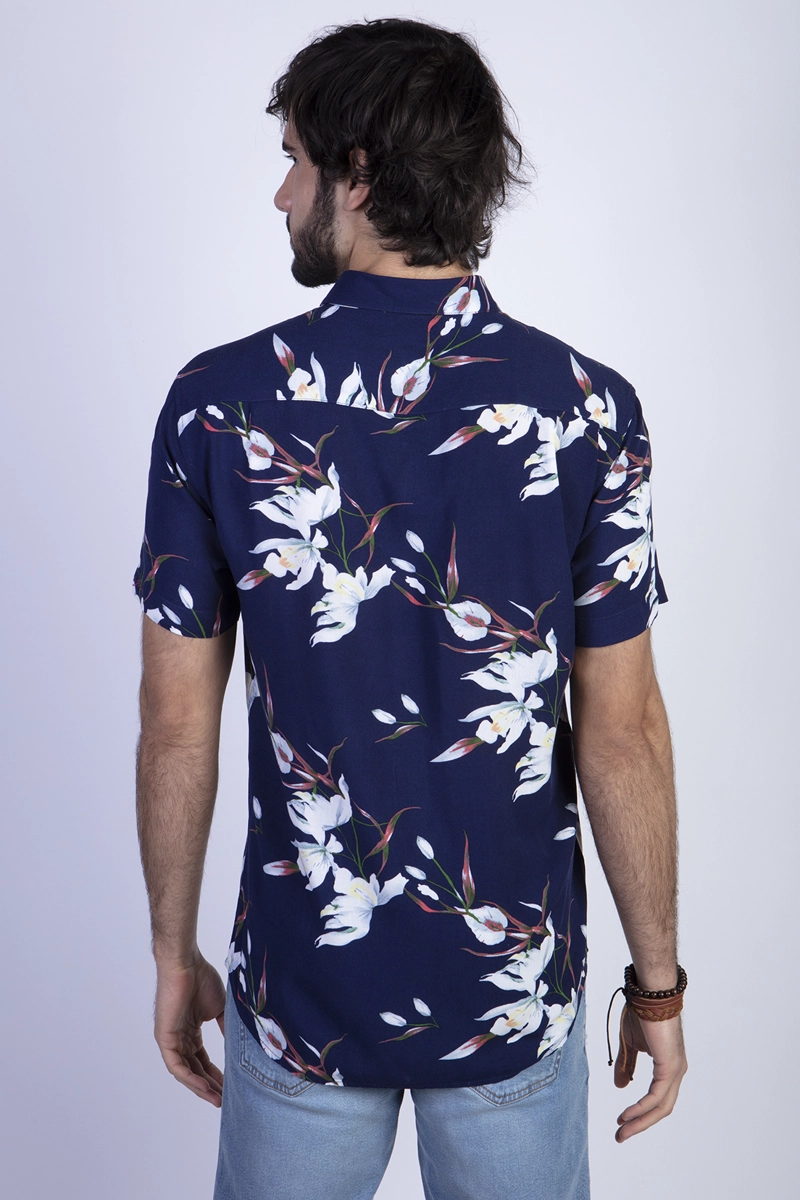 CAMISA ESTAMPADA FLORES FJ NAVY - 2