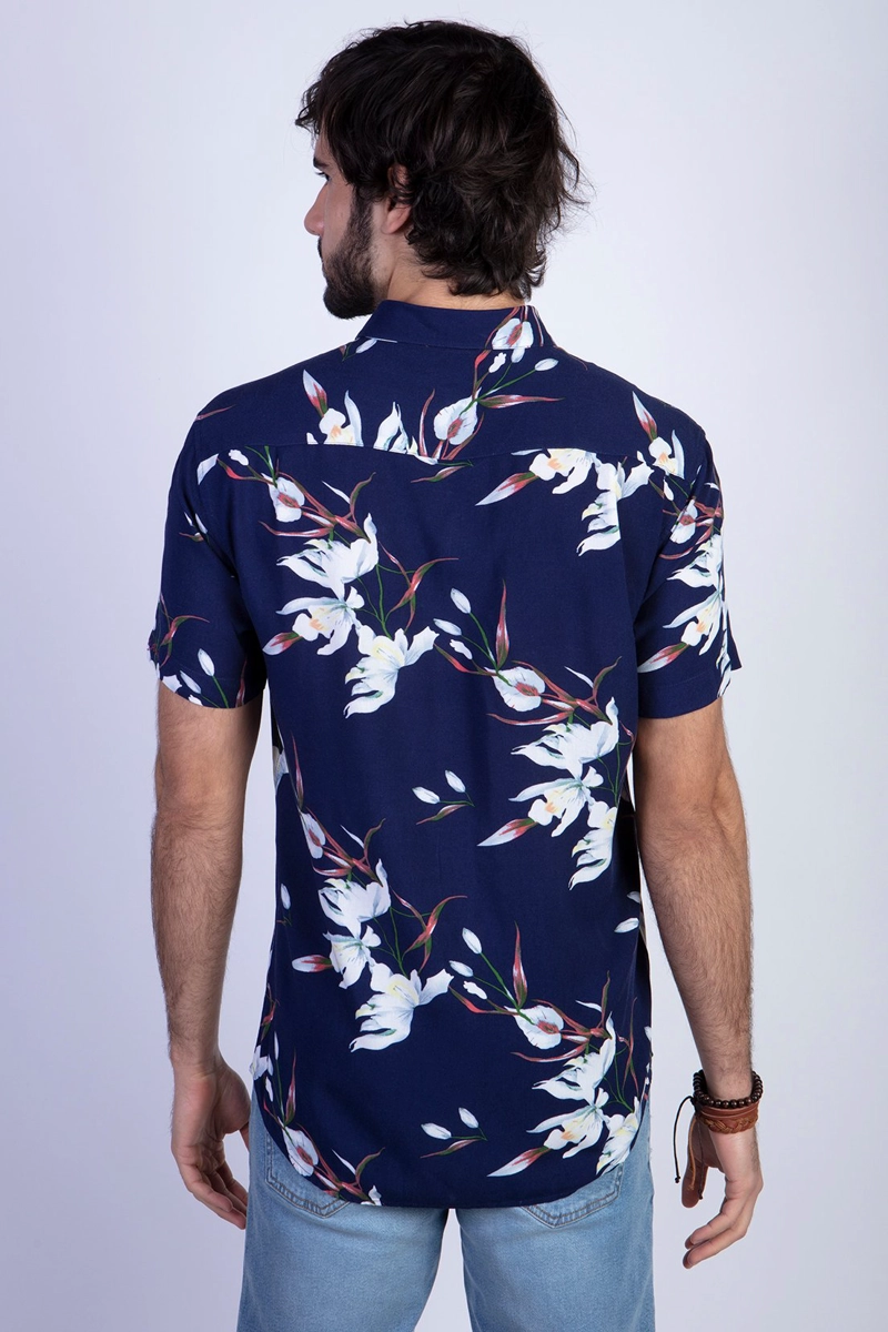 CAMISA ESTAMPADA FLORES FJ NAVY - 2