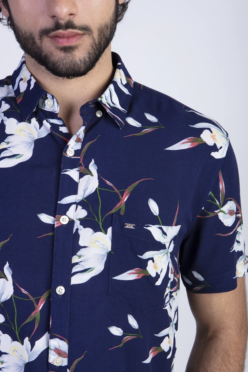 CAMISA ESTAMPADA FLORES FJ NAVY - 4