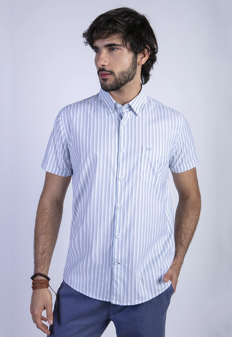CAMISA LISTADA LANCASTER F BLUE - 1