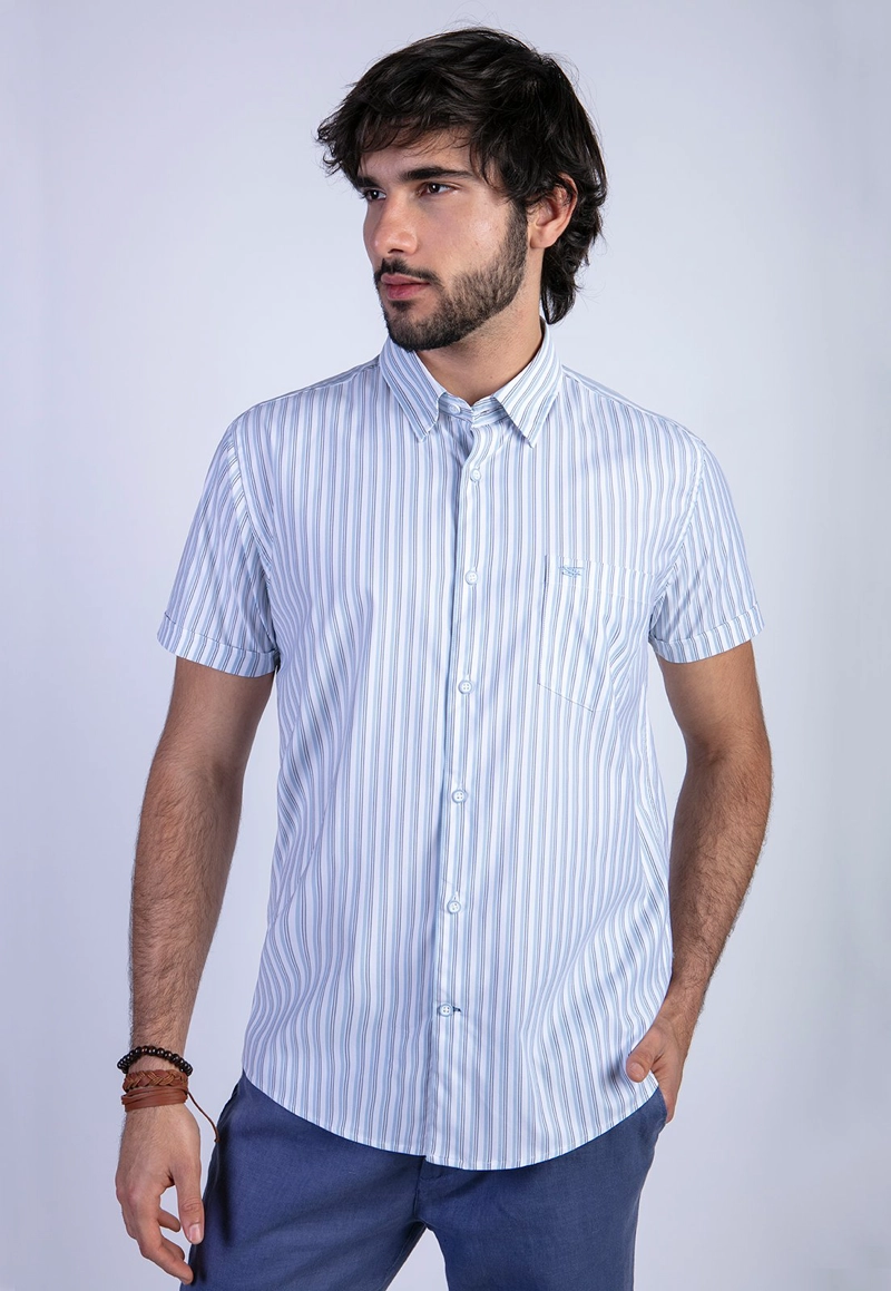 CAMISA LISTADA LANCASTER F BLUE - 1